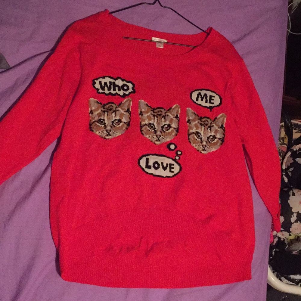 red cat sweater